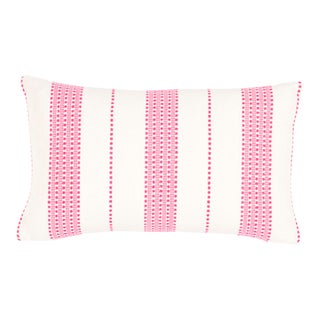 Schumacher Lubeck Stripe 20" Lumbar Pillow in Pink For Sale