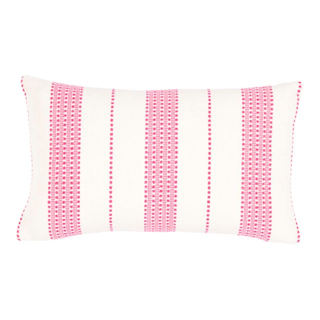 Schumacher Lubeck Stripe 20" Lumbar Pillow in Pink For Sale