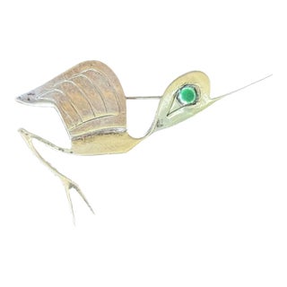 1970s Sculptural Sterling Silver Brooch by Graziella Laffi For Sale