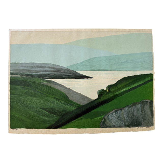 Roger Muhl Signed Lithograph of Lake Saint-Cassien in Provence, France For Sale