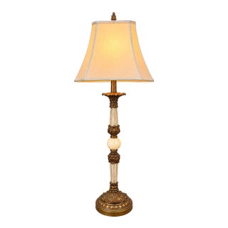 Vintage Berman Neoclassical Gilt & Polished Stone Table Lamp, Circa 1990s–2000s For Sale