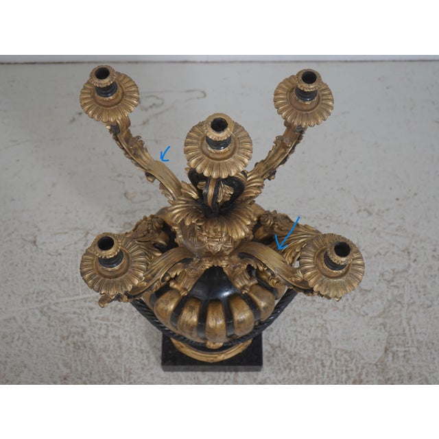 Pair Large Monumental Marble Base Candelabras For Sale - Image 4 of 14