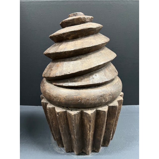 Late 20th Century Late 20th Century Carved Solid Wood Large Cup Cake Sculpture For Sale - Image 5 of 12