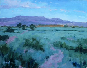 Modern Impressionist Southwestern Desertscape Oil Painting by L Haas