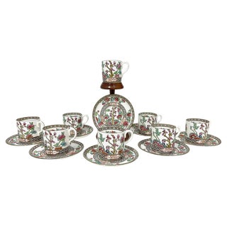 Antique Porcelain Cups and Saucers, 1890s, Set of 16 For Sale
