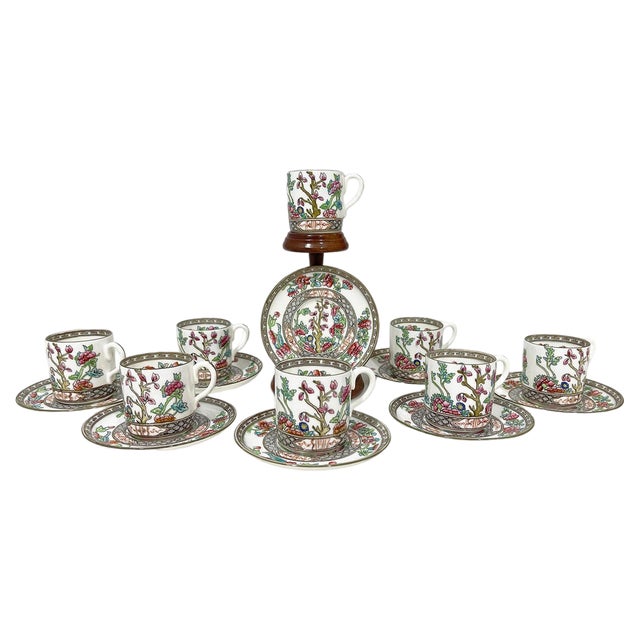 Antique Porcelain Cups and Saucers, 1890s, Set of 16 For Sale