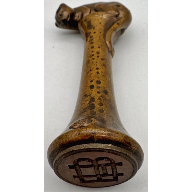 English Arts & Crafts Bronze Seal, Cat & Mouse Motif, circa 1900–1930 For Sale - Image 4 of 18