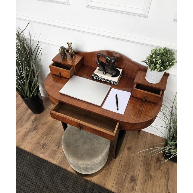 Wood Vintage Italian Walnut and Burl Wood Writing Desk, 1940s For Sale - Image 7 of 11