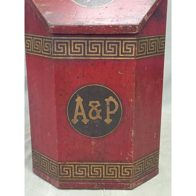 Early 20th Century Antique A&p Tea Bin, Wood With Red Paint, Country Style, Circa 1920 For Sale - Image 5 of 15