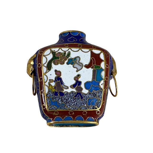 Chinoiserie Chinoiserie Set of 3 Old Cloisonné Enamel Objects For Sale - Image 3 of 12