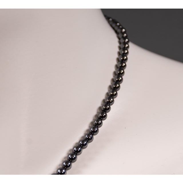 Hematite Costume Jewelry Necklace with Earrings, 1950s, Set of 3 For Sale - Image 10 of 16