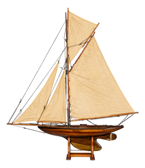 Large Vintage English Gaff Rigged Pond Yacht, 1930