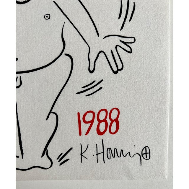 1980s Keith Haring, New Years 1988, Keith Haring Pop Art Nude Color Silkscreen Print Invitation, 1988 For Sale - Image 5 of 8