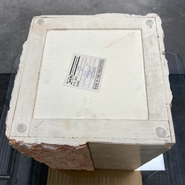 Mid-Century Modern Maitland-Smith Style Tessellated Stone Pedestal Base Glass Top Side Table Manner of Casa Bique For Sale - Image 10 of 13