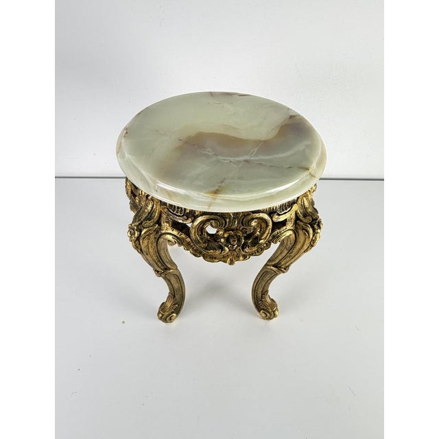 Gold Small Side Table with Onyx Top, 1960s For Sale - Image 8 of 11