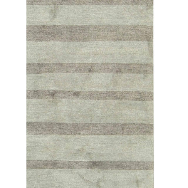 Modern Striped Grey Handmade Wool and Silk Custom Rug by Doris Leslie Blau For Sale - Image 4 of 6