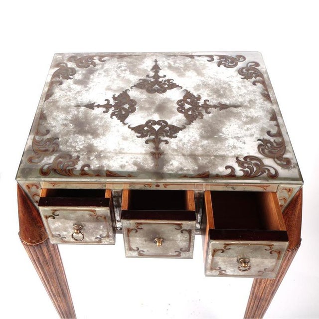 White Venetian Art Deco Mirrored Side Table, 1930s For Sale - Image 8 of 10