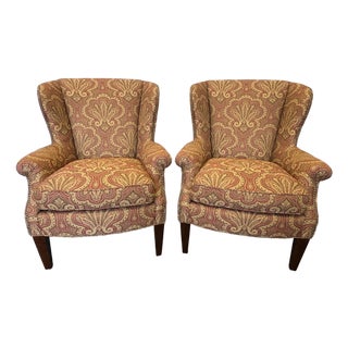 Lexington Home Brands Wing Chairs With Nailhead Trim - A Pair For Sale