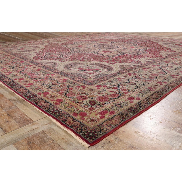Red Late 19th Century Persian Kermanshah Rug, 11'07 X 13'10 For Sale - Image 8 of 10