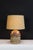 Roland Zobel influence ceramic lamp .Fired earth tones of saffron yellow and deep chestnut brown .Finished with a hand...