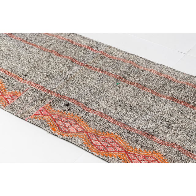 Turkish Hanwoven Vintage Kilim Runner For Sale - Image 3 of 10