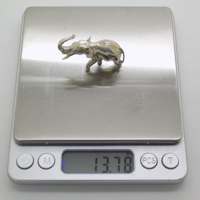 Silver Vintage Italian Handmade Genuine Sterling Silver 925 Elephant Figurine, 1960s For Sale - Image 8 of 12