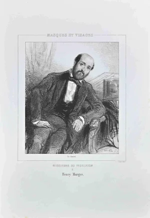 Paul Gavarni, Henry Murger, Original Lithograph, 1850s