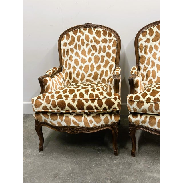 Louis XV Style Armchairs in Giraffe Velvet Upholstery, France, 1950s, Set of 2 For Sale - Image 11 of 16