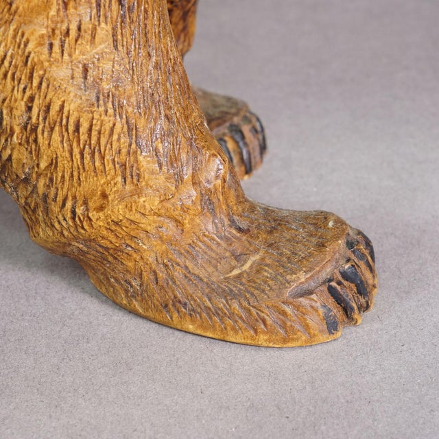 Wood Large Vintage Wooden Strolling Bear Handcarved Ca. 1930s, Brienz For Sale - Image 7 of 9
