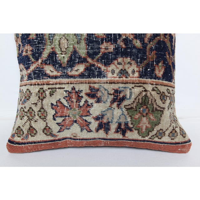 HandWoven Navy Blue & Green Turkish Rug Pillow Cover -20'' X 20'' For Sale - Image 4 of 8