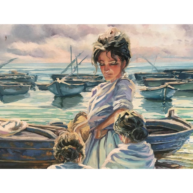 20th Scene of This Time, Sea, Spanish Oil on Canvas, Gonzalez Alacreu For Sale - Image 4 of 9