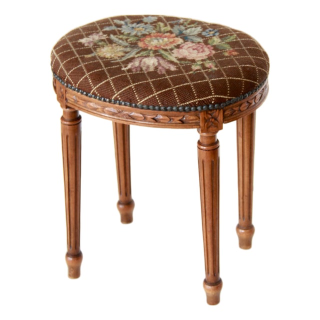 Antique Louis XVI Style Luigina Ottoman, Italy, 1940s For Sale