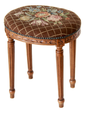 Antique Louis XVI Style Luigina Ottoman, Italy, 1940s