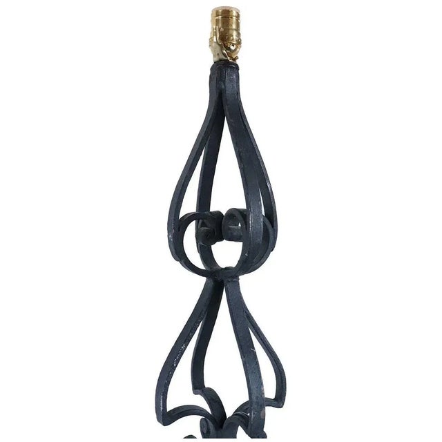 Large Italian Wrought Iron and Limestone One-Light Table Lamp For Sale In Denver - Image 6 of 7