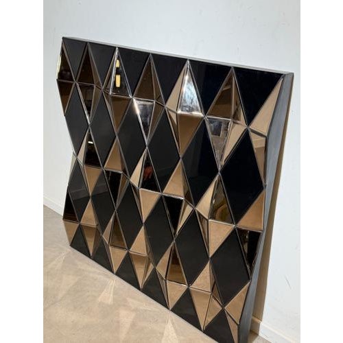 Large Sculptural Geometric Faceted Mirror Panel Prism Mirror For Sale - Image 4 of 7