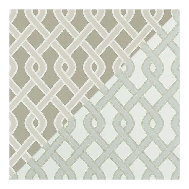 Sample - Schumacher Cleo Trellis Indoor & Outdoor Fabric in Neutral For Sale