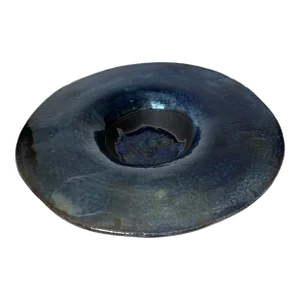 Black N' Blue Raku Ceramic Bowl