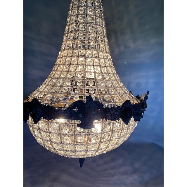 1970s French Louis XVI Charcoal Bronze Chandeliers 2pc- Pair For Sale - Image 16 of 18