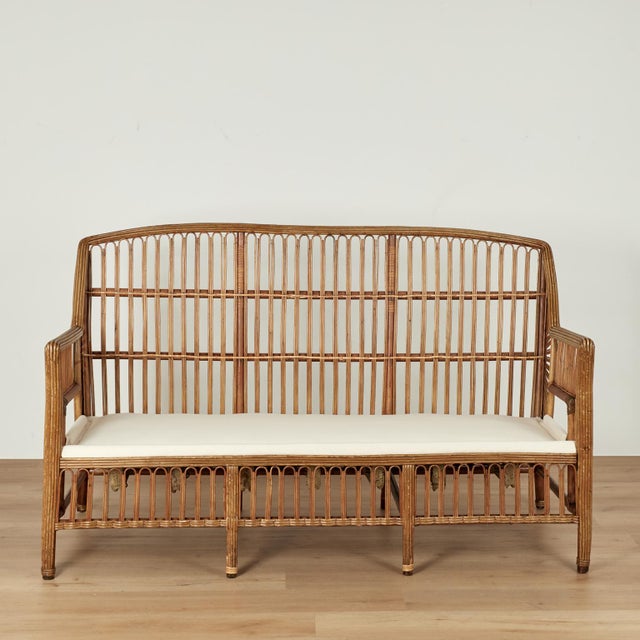 French Art Deco Rattan Sofa For Sale - Image 9 of 15