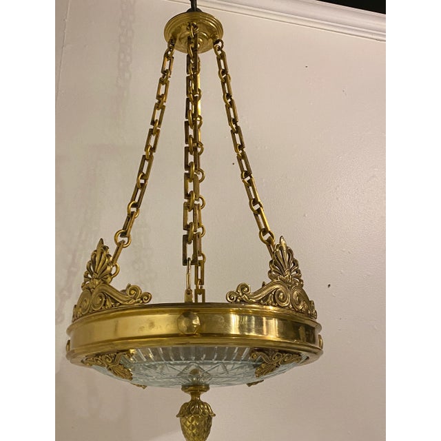 Bronze 1900's French Empire Gilt Bronze Chandelier With Cut Glass For Sale - Image 8 of 9
