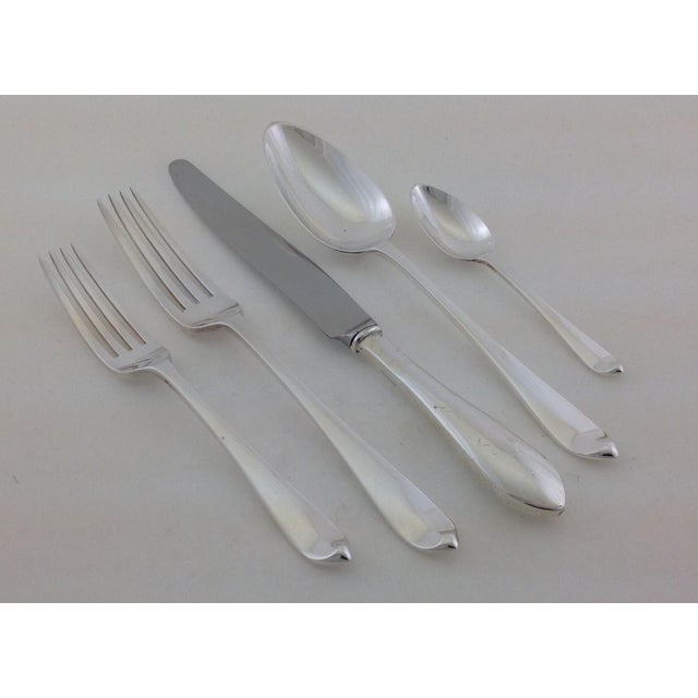 Traditional Flatware Hand-Forged Sterling Silver 6-Piece Place-Setting, Pointed End Georgianby C. J. Vander For Sale - Image 3 of 15