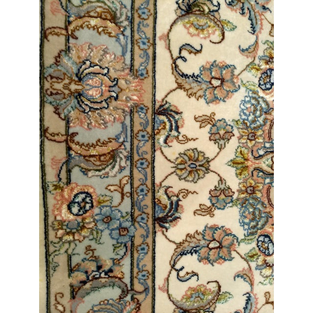 Fine Persian Tabriz Runner, Hand-Knotted Wool & Silk, Floral Medallion Pattern, Ivory & Pale Sage, 3x13 For Sale - Image 15 of 15