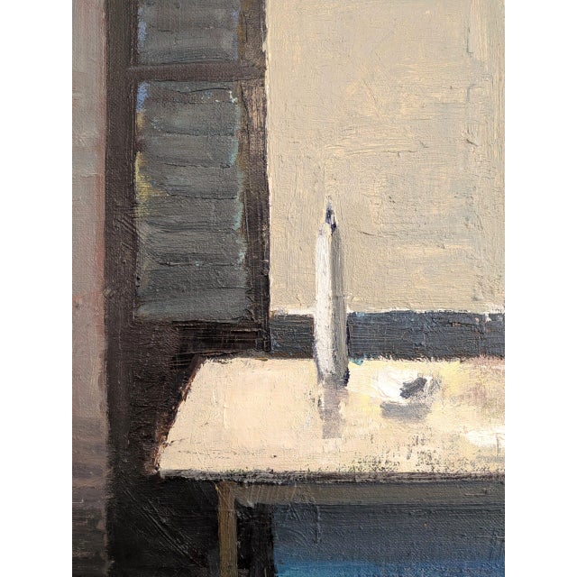 Textile 1959 Mid-Century Modern 'A Moment of Quiet' Vintage Swedish Interior Still Life Oil Painting, Framed For Sale - Image 7 of 10