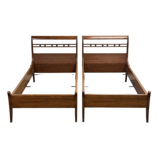 Vintage Neoclassical Cherry Twin Beds - A Pair For Sale