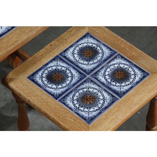 Vintage Danish Oak Stacking Tables in the style of Henning Kjærnulf, 1970s, Set of 3 For Sale - Image 10 of 14
