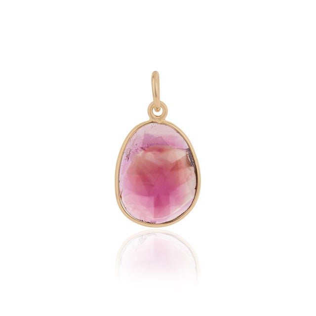 Uncut Natural 3.33 Carat Pink Tourmaline Pendant in 14k Yellow Gold For Sale - Image 9 of 15