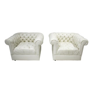 Milo Baughman Thayer Coggin Styled Tufted Lounge Chairs For Sale