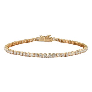 3.49Ct Round Brilliant Diamond Tennis Bracelet in 14k Solid Yellow Gold For Sale