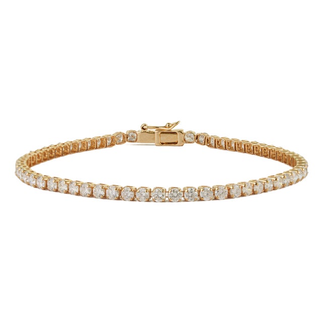 3.49Ct Round Brilliant Diamond Tennis Bracelet in 14k Solid Yellow Gold For Sale