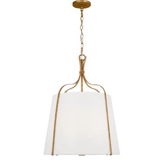 Alexa Hampton By Visual Comfort Studio Leander 3-Light Medium Hanging Shade Pendant in Antique Gild For Sale